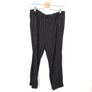 MADEWELL elastic waist capri trousers black high waist stripes baggy L women's